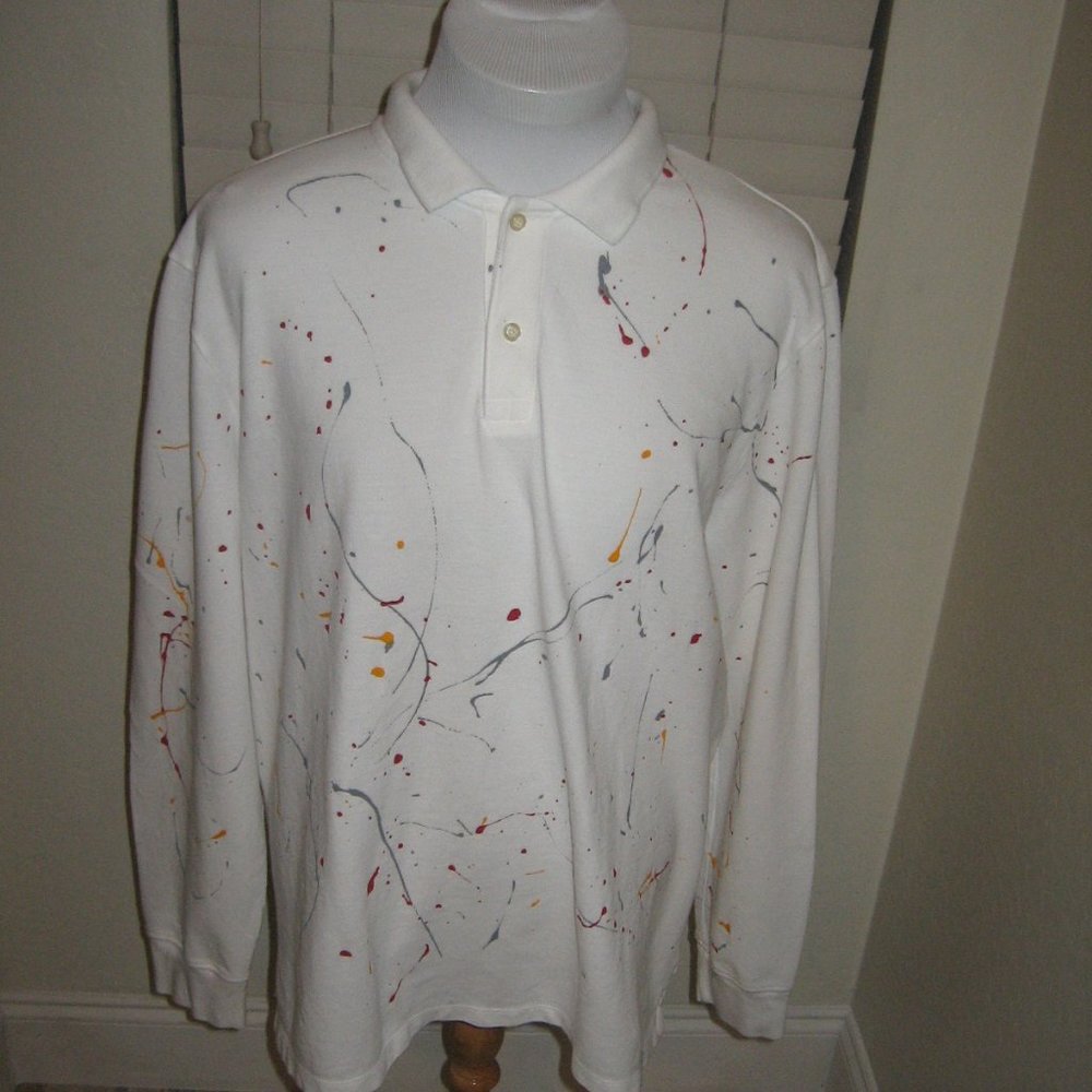 Gap Longsleeve Polo - w/Paint Splatter XXL